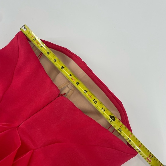 Ralph Lauren Purple Label Silk Red Mini Dress Cocktail Ruffle Strapless Runway 4 - Picture 10 of 16